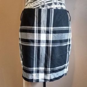 INC wool blend black & white plaid skirt